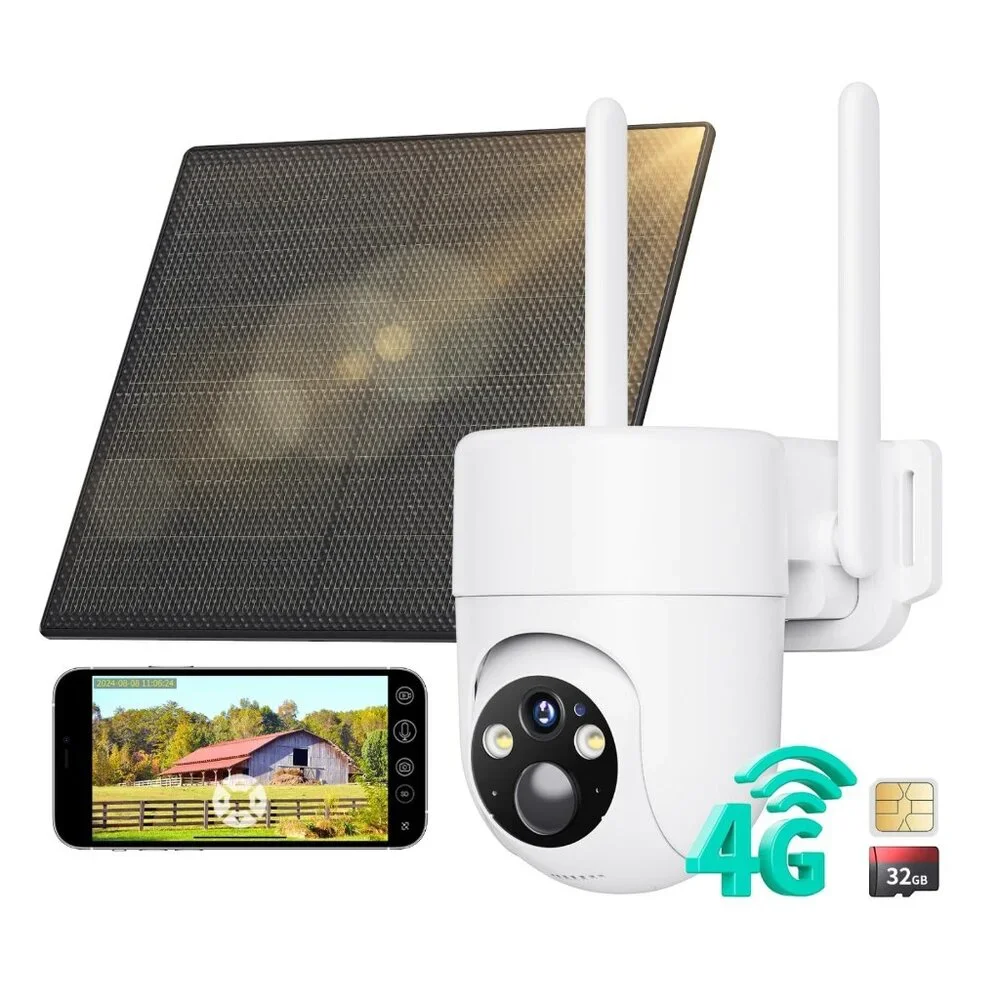 4G LTE Cellular Security Camera Outdoor Wireless for Home Security, Solar Camera